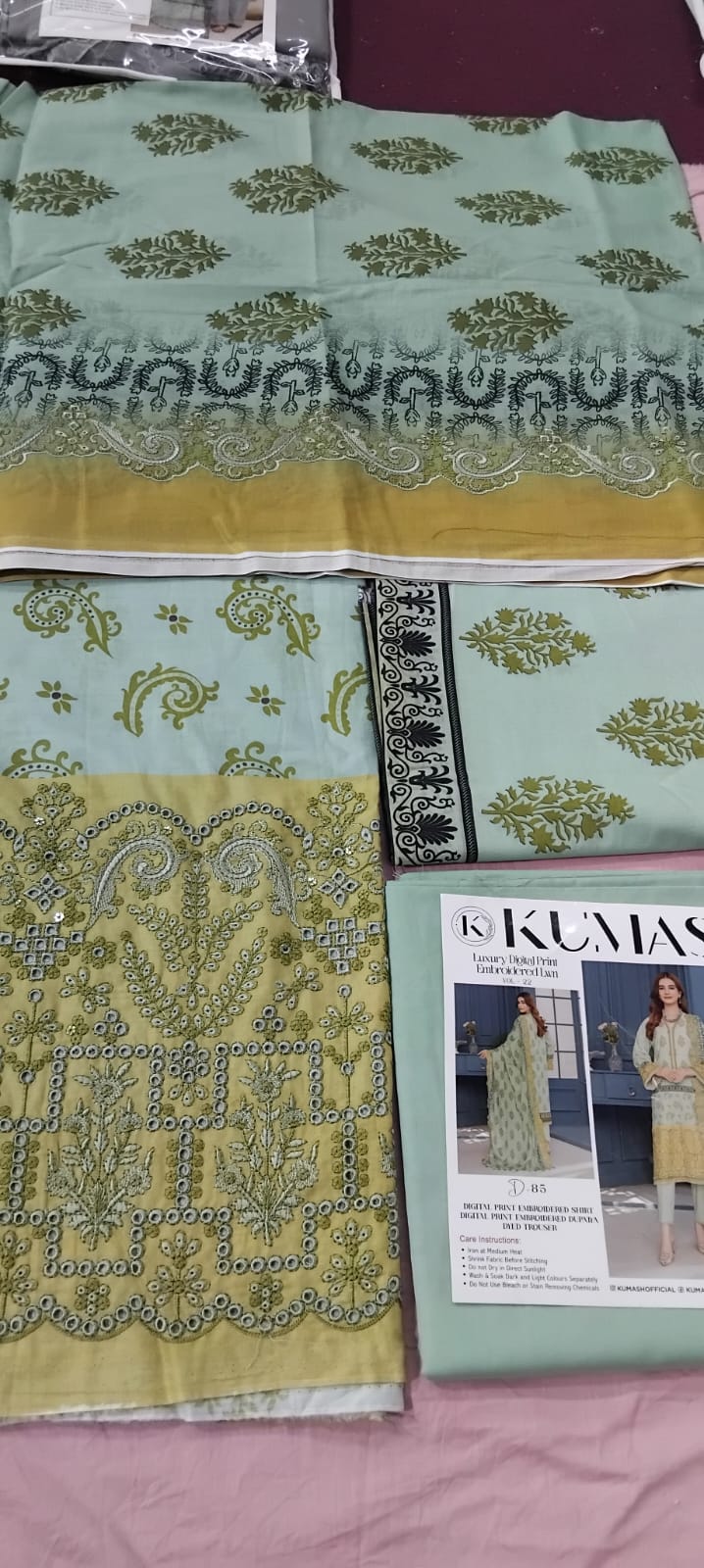 Digital embroidery shirt. Embroidery duppata. Dyed trouzar.